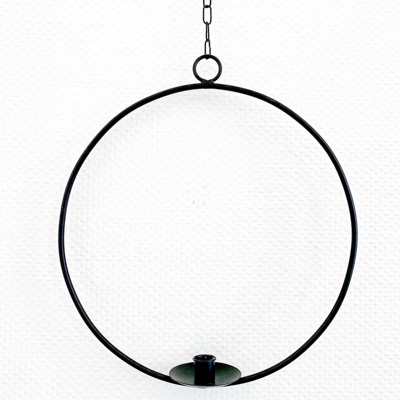 Anello decorativo con vaso/portacandele Ijus rotondo, nero
