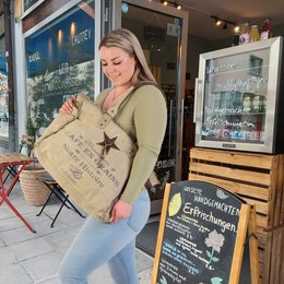 Sunsa Damen Handtasche. Schultertasche aus Canvas ( Segeltuch)  & Leder. Tasche in Vintage Retro Stil. Große Shopper Damentasche als Weekender Bag.