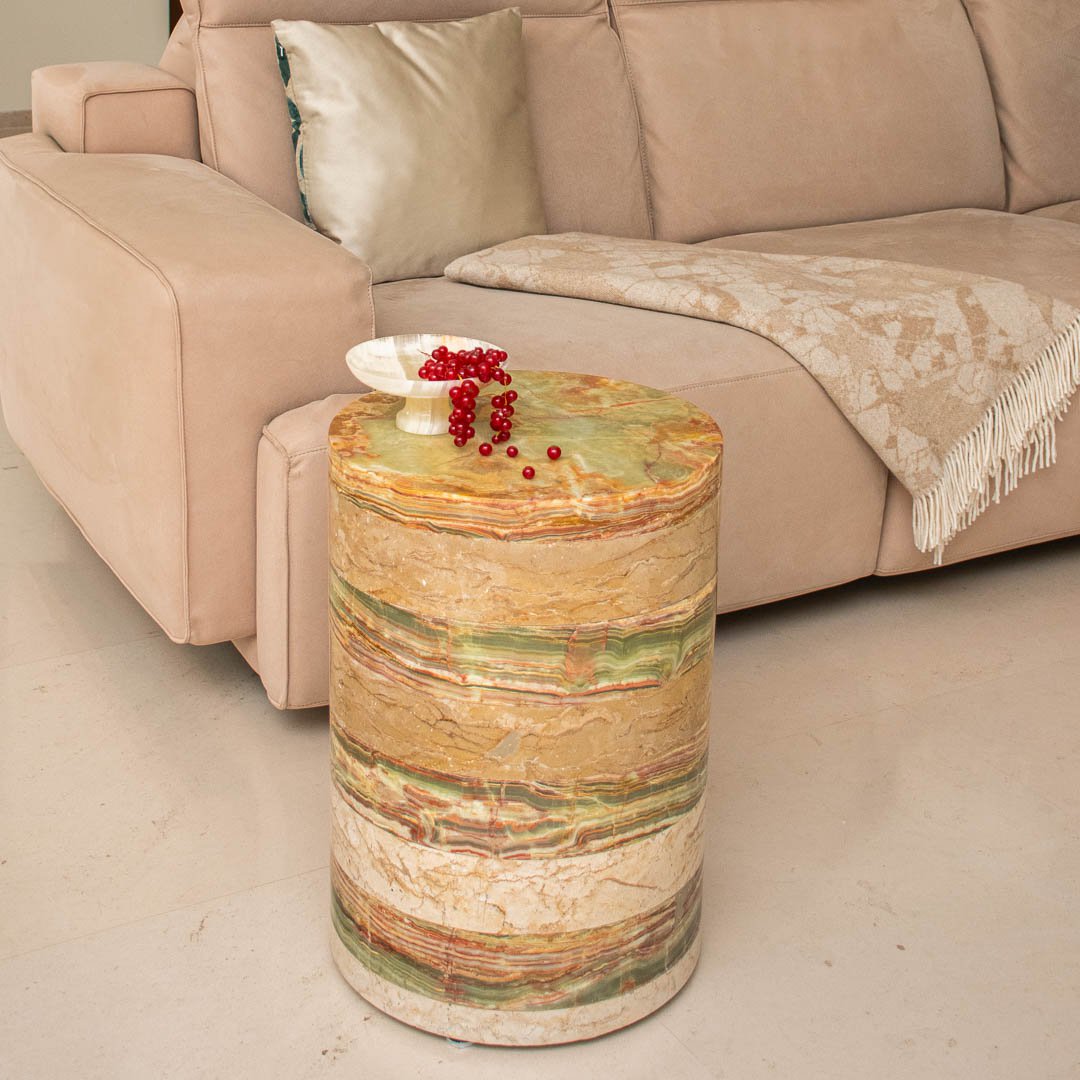 Mesa de centro Mármol beige y ónix verde