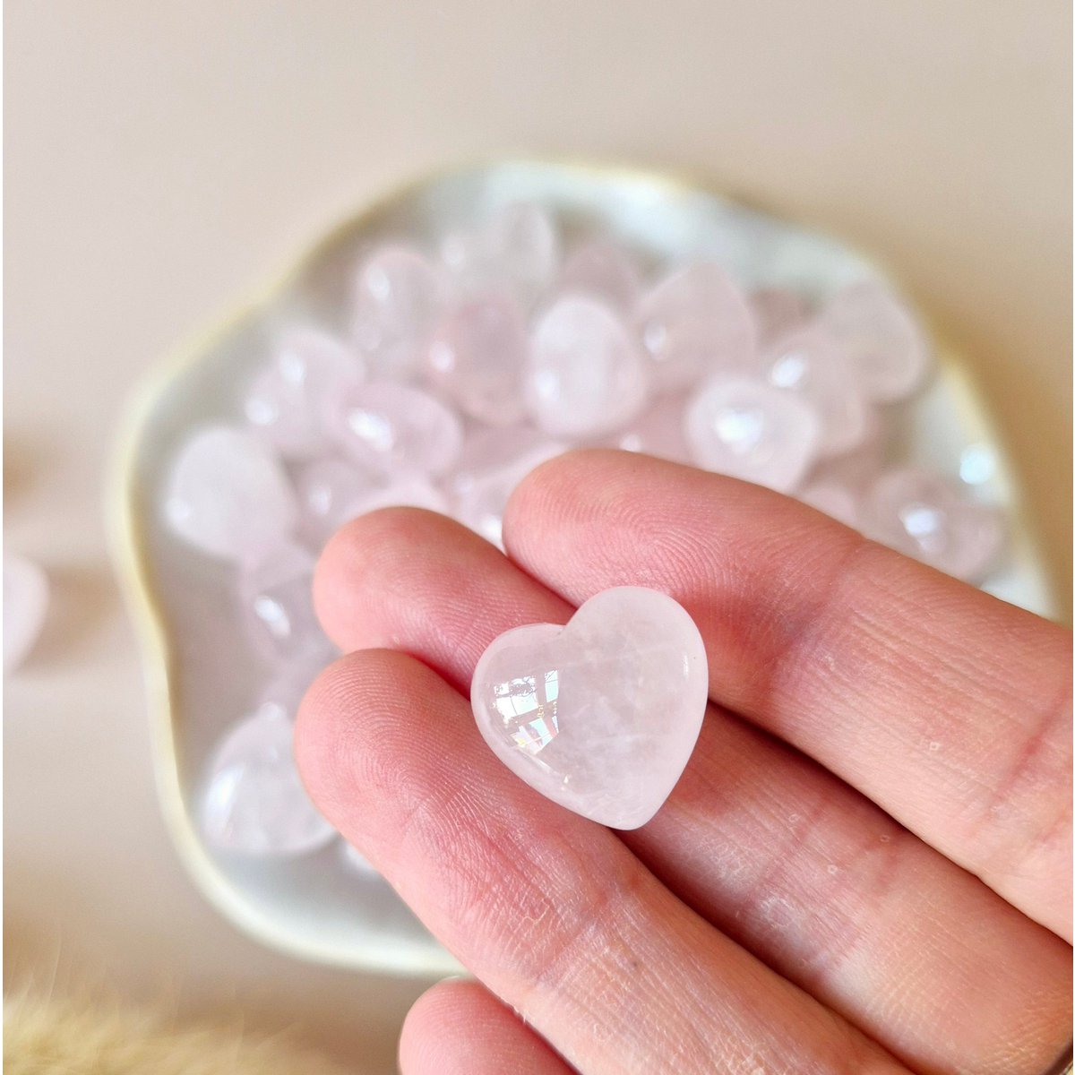 Mini Gemstone Heart Backstone - Rose Quartz (1.5 cm) for Crystal Confetti