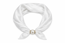 Satin pearl scarf with magnetic closure, leopard print and polka dot patterns, multiple colors available.