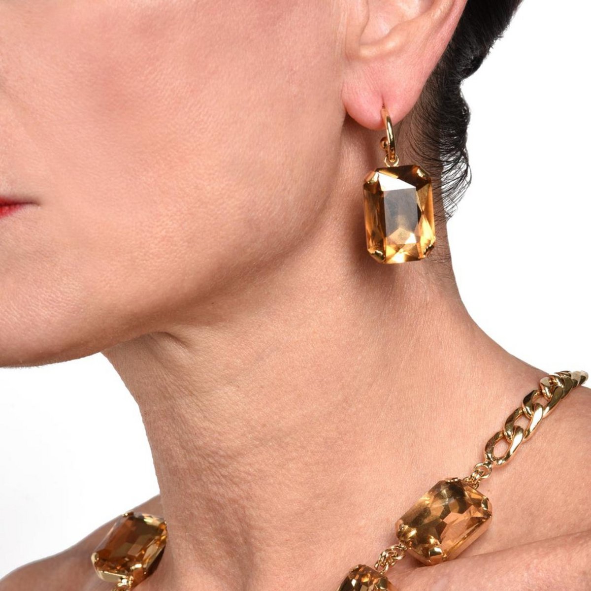 Noemi Gold Plated Earrings With Gold Crystal