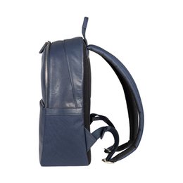 RB2001D | Netbook/tablet rygsæk i nylon/ægte læder, med let fibre. Lynlåslukning og justerbare skulderstropper - Blå farve - Mål: 27 x 38 x 14 cm Emballage: Non-woven stoftaske