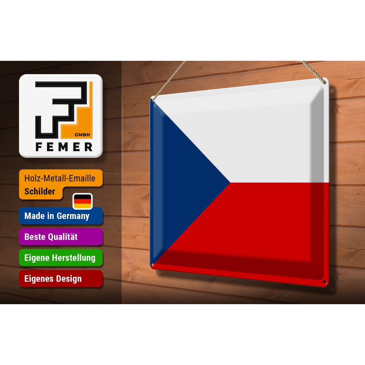Tin Sign Flag Czech Republic 40x30cm Flag Czech Republic