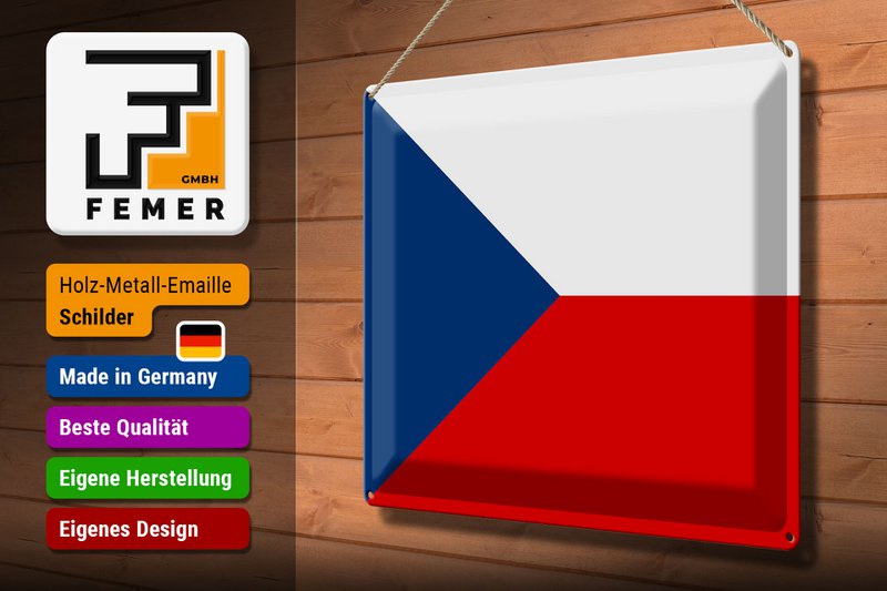 Tin Sign Flag Czech Republic 40x30cm Flag Czech Republic
