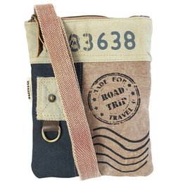 Sunsa lille skuldertaske til kvinder. Crossover taske lavet af kanvas & læder. Crossbody taske i vintage retro stil.