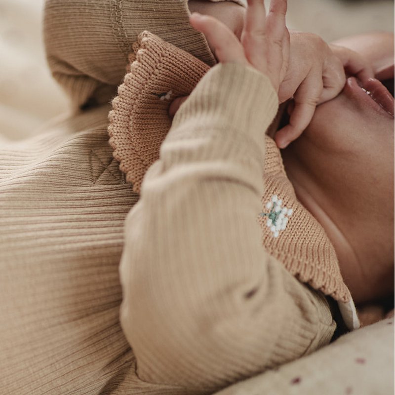Knitted Bib - Flora - Sunbaked bloom