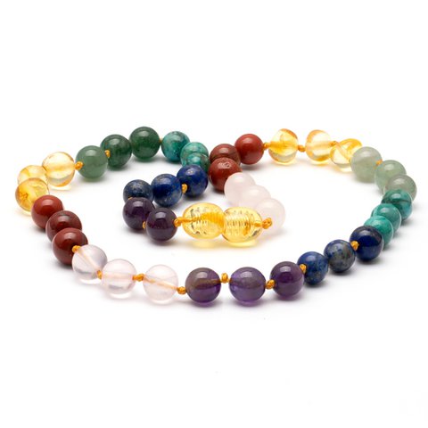 Baltische Bernstein- und Gemstone -Halskette 140