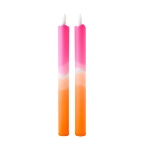 LED Pillar Candle Pink Orange - Set of 2