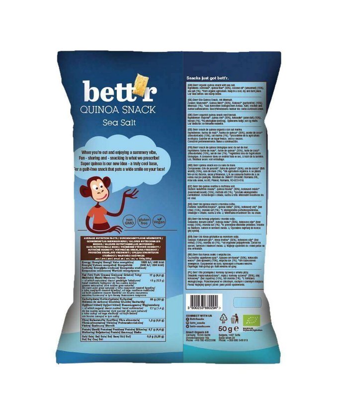 Quinoa Snacks Sea Salt, organic, Bett'r, 50g