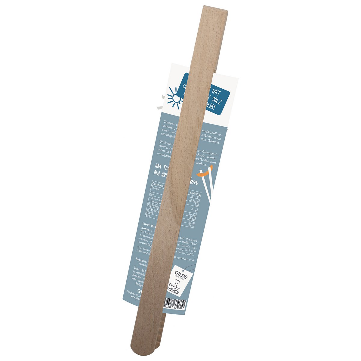 Grillzange, "Chillen, Grillen", Spruch, Holz, naturfarben, VE 6, B. 31 cm, H. 2 cm