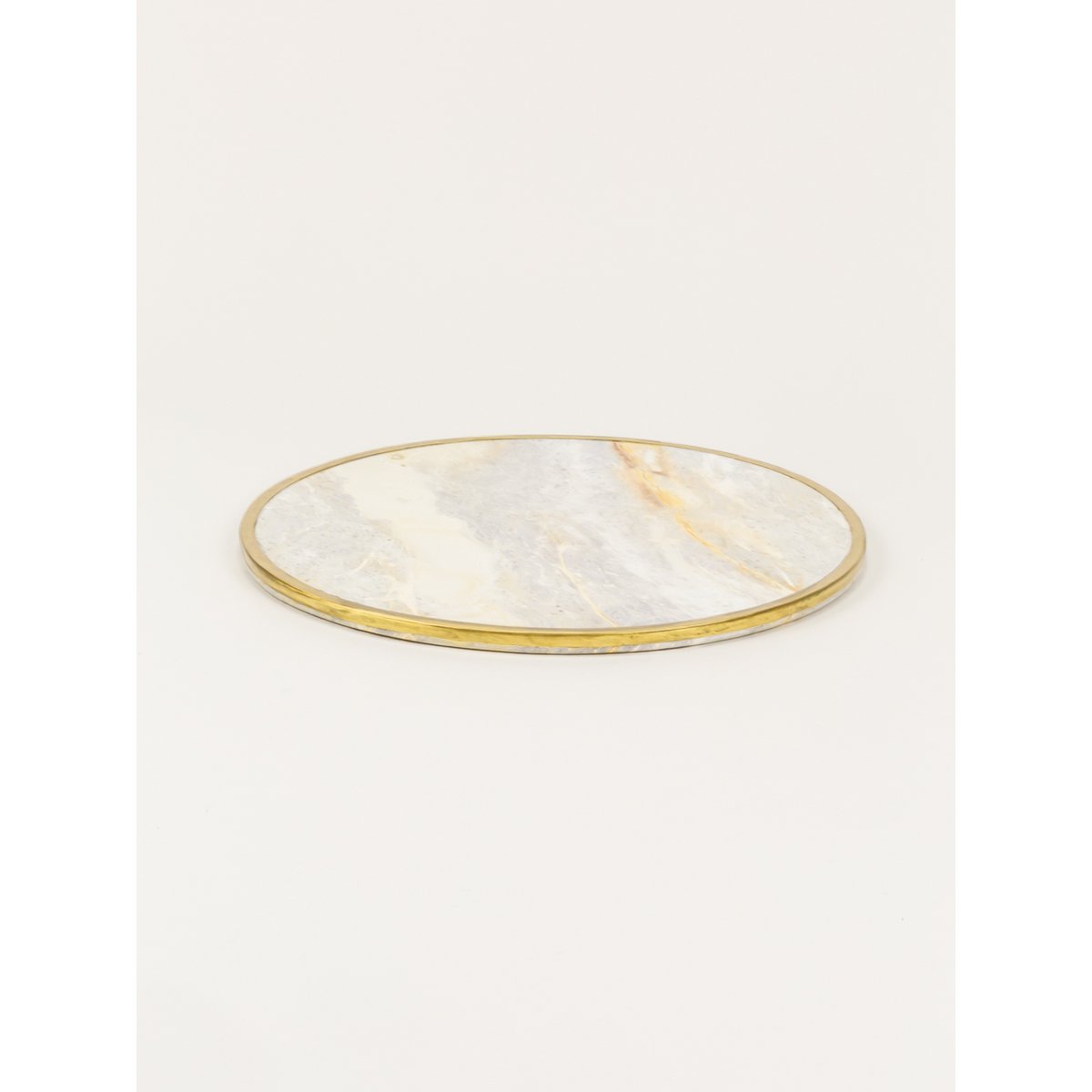 Natural stone round tablemat with brass edges