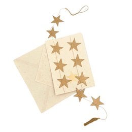 Vertical greeting card set with gold star garland, handmade in Nepal from 100% eco-friendly paper.