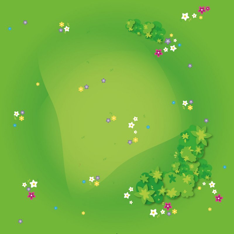 Tapis de jeu - paysage d'herbe avec des fleurs