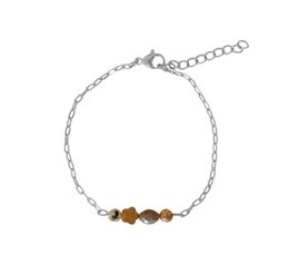 Pulsera de jaspe y labradorita marrón - Plata