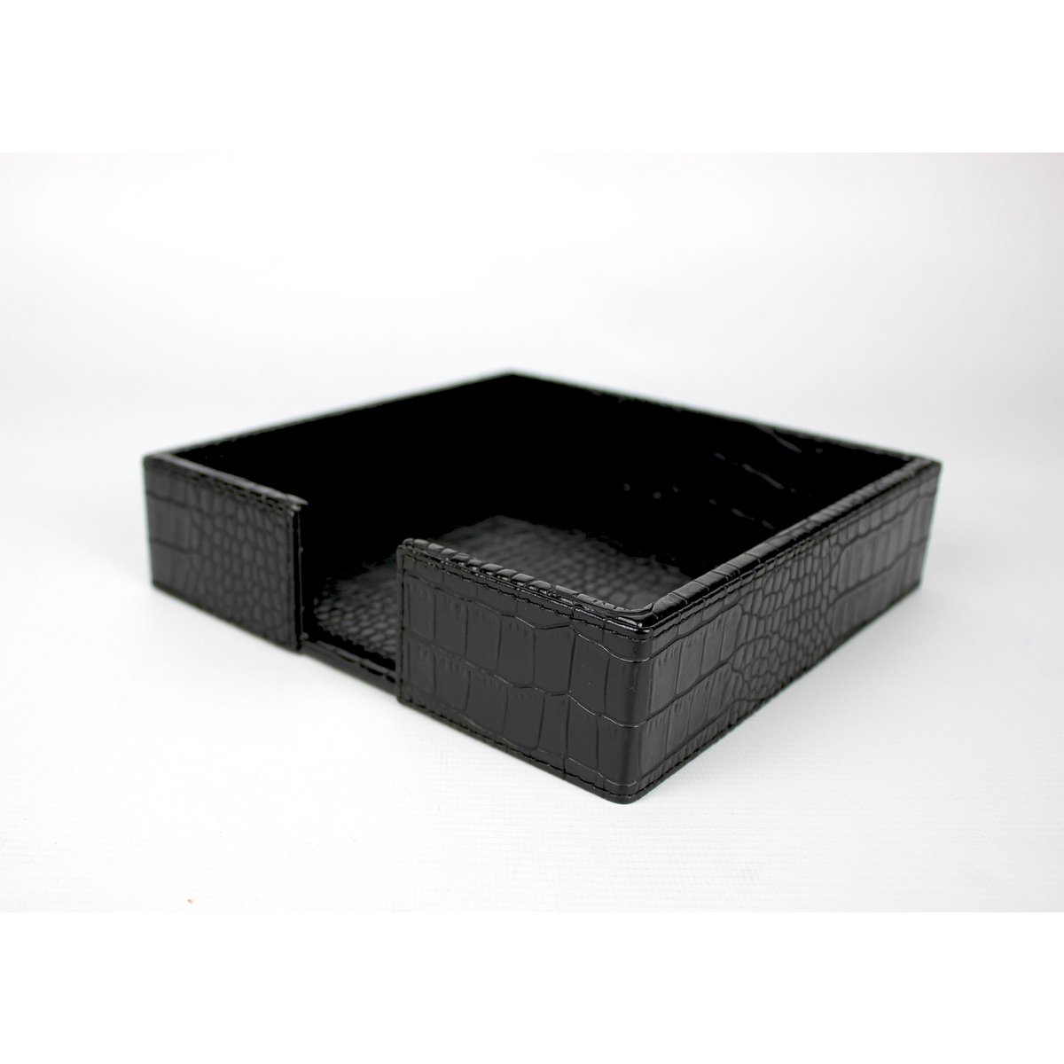 Soporte de servilleta cuadrado de cuero sintético de cuero de cuero negro
