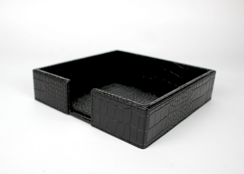 Soporte de servilleta cuadrado de cuero sintético de cuero de cuero negro
