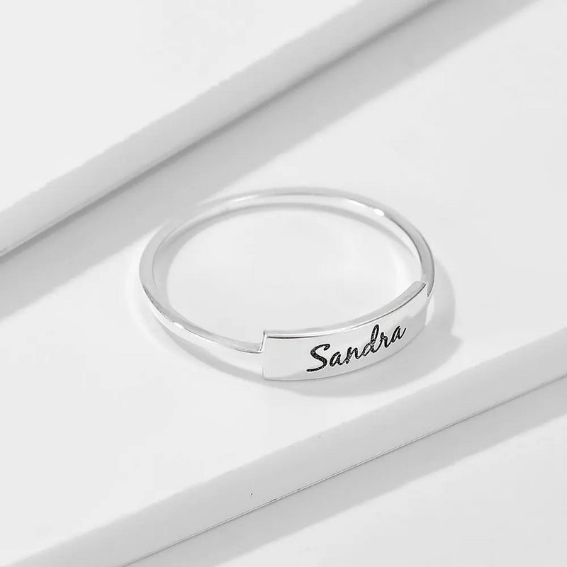 Fuld sølv Name-1 Ring - sølv ring