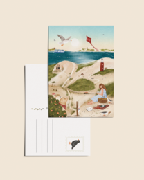 „Strandtag“ – A6 illustrierte Karte | 350 g/m² Tintoretto Gesso