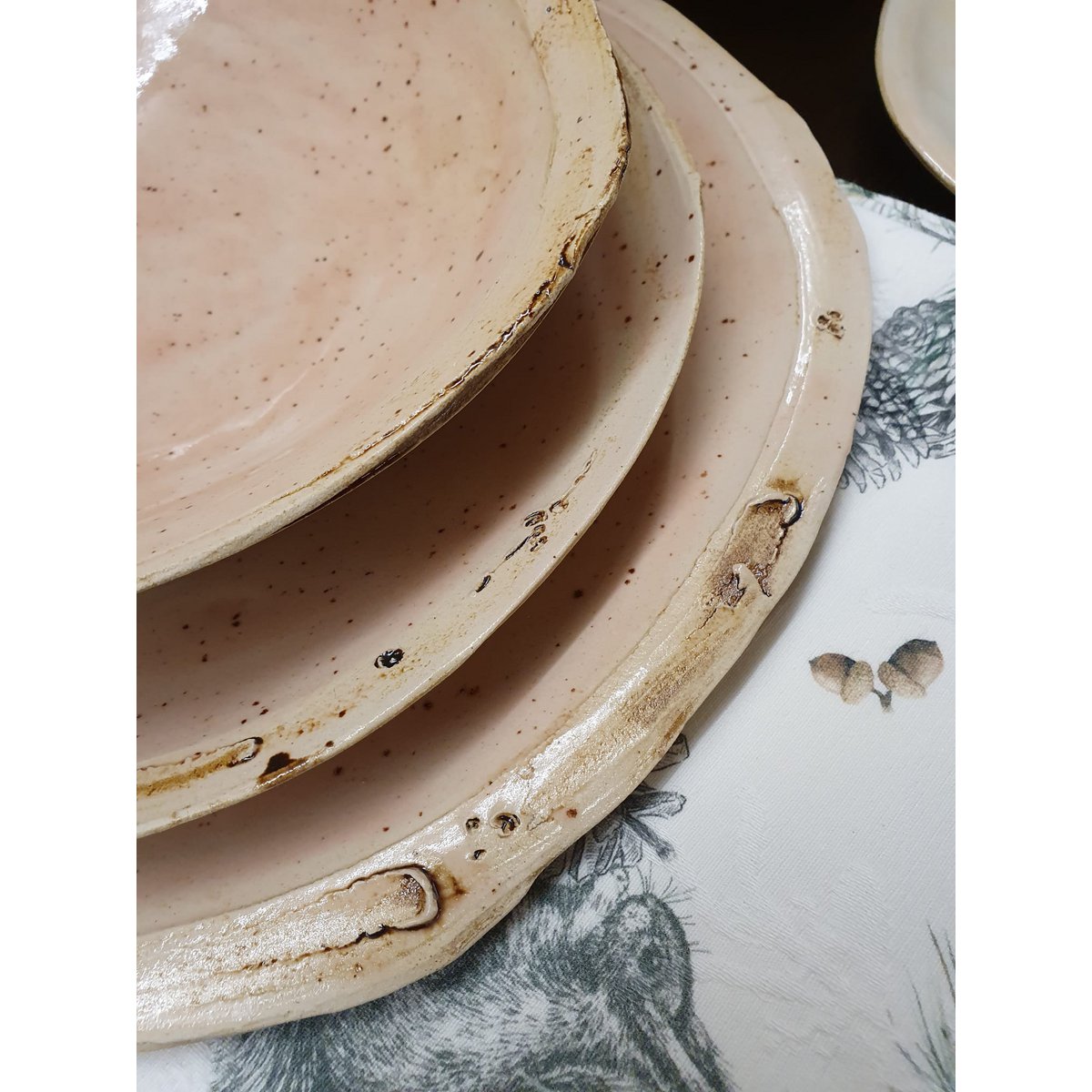 Dessert plate, crockery, handmade, stoneware, unique, plate, diameter approx. 16 cm, creamy white, matt