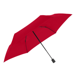 Fiery red, compact umbrella with a sleek, modern design. Made of durable, water-resistant material for reliable protection from the elements.