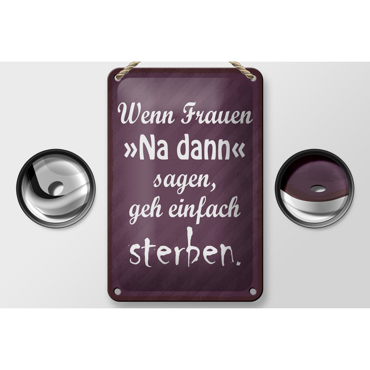 Tinnen bord met de tekst 12x18cm Vrouwen, zeg dan 'go die' decoratie