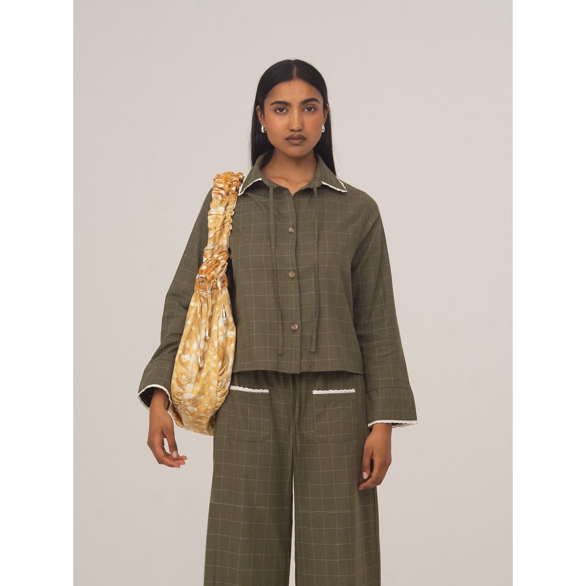 Chemise Betty à carreaux vert et blanc