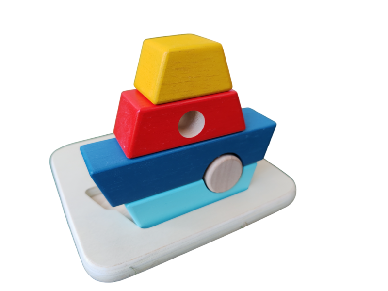 Puzzle in legno in barca 3D - Assemblaggio e stack - 12 m+ giocattolo in legno
