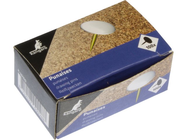 Chinchetas Kangaro capota blanca 100 piezas en caja