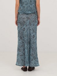 Blue Peony System-printet nederdel