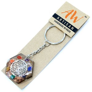 OrgK-09 - Orgonite Power Keyring - Octagon Flower of Life