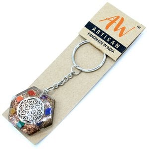 OrgK-09 - Orgonite Power Keyring - Octagon Flower of Life