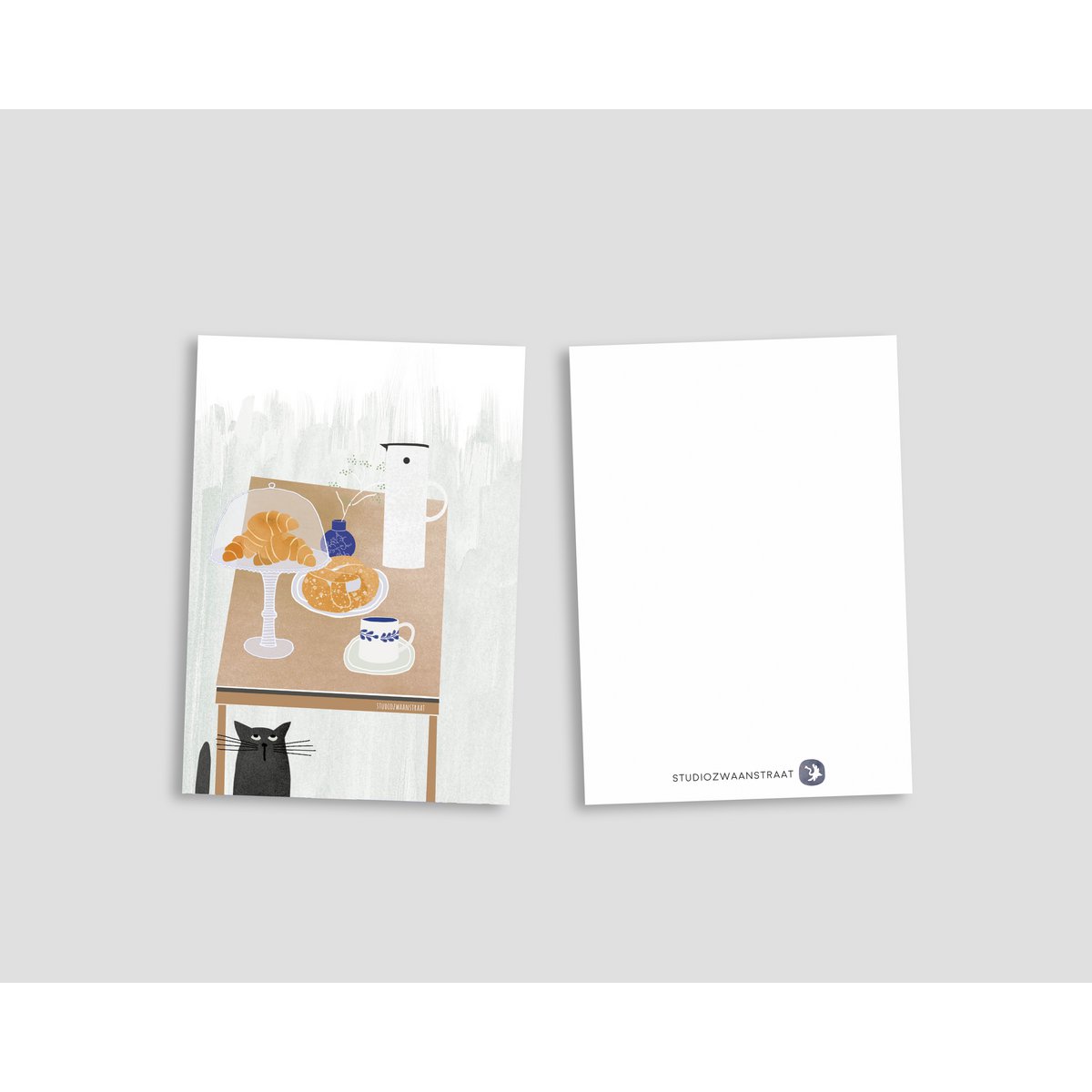 Postkarte 'Kaffee und Croissants'