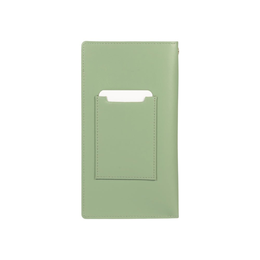RB1087BF | Brillen-/Smartphone-Halter mit Schultergurt, hergestellt in Italien aus echtem, glattem, mattem Leder. Mintfarben