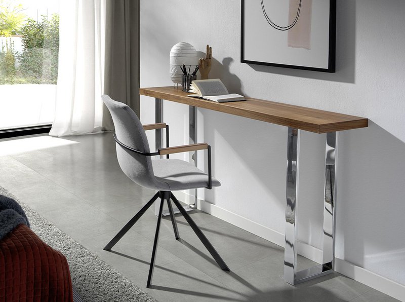 Chaise pivotante en tissu et pieds en acier noir 4105