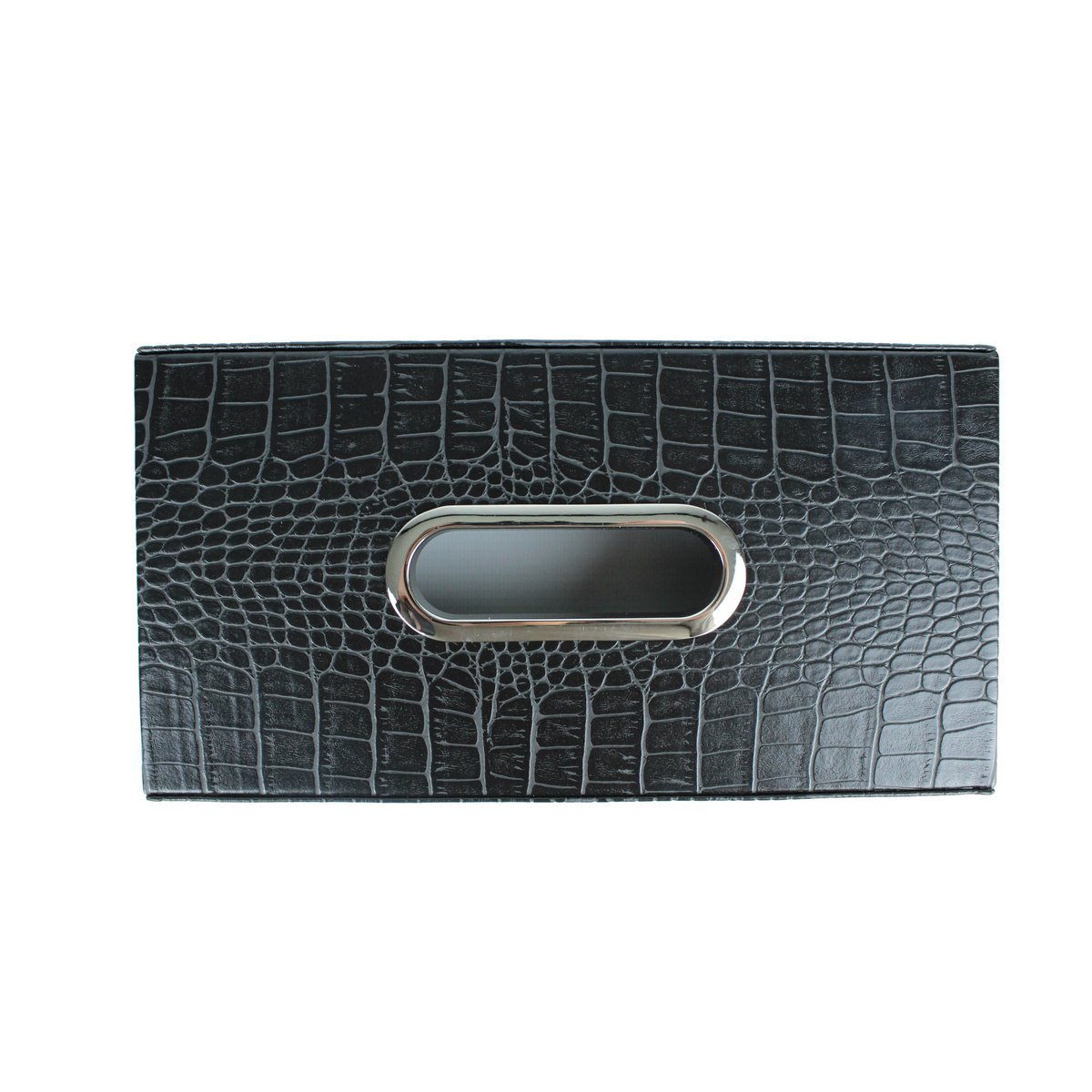 Tissue box rectangular crocodile black
