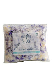 Guérande Fleur de Sel met blauwblauwe en citroenblaadjes - 100 g tas | Zoutambachtslieden