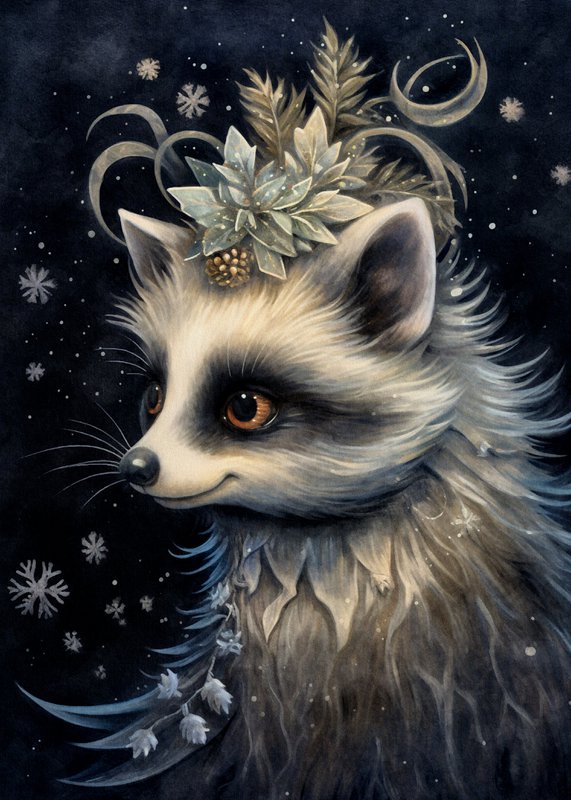 Animali di Natale mistici: Raccoon | Mappa fripperie