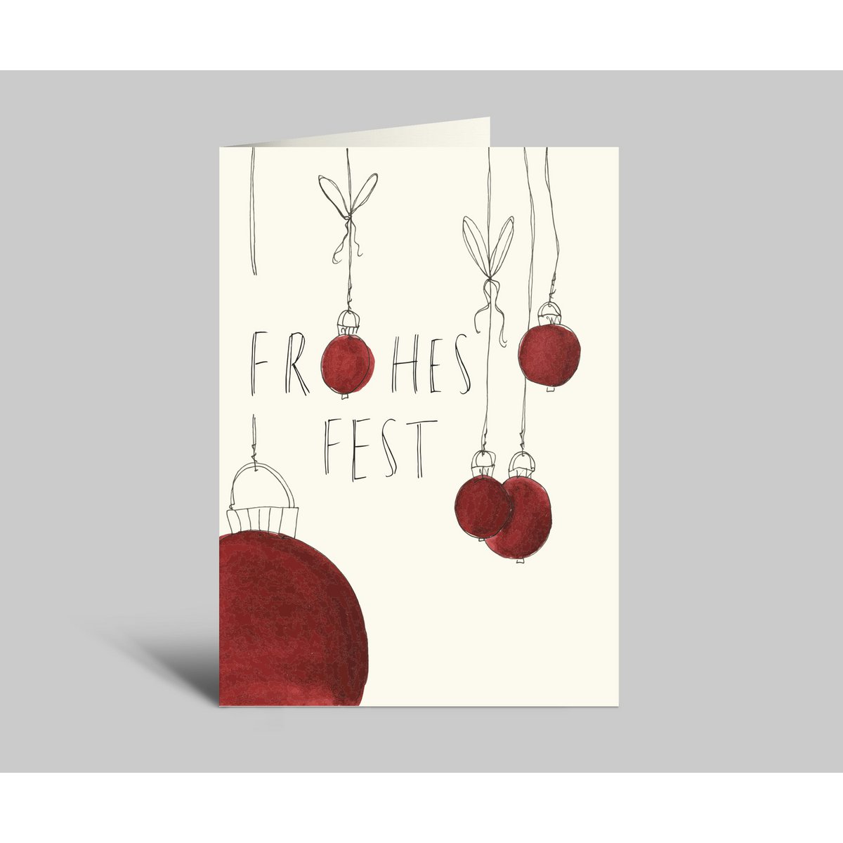 Christmas Card | Happy Holidays | Red Balls | Folded card