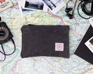 Kleine Münztasche aus gewachstem Segeltuch für Männer, wasserabweisende Reißverschlusstasche, Reisetasche, Gadget-Hülle für Kabel