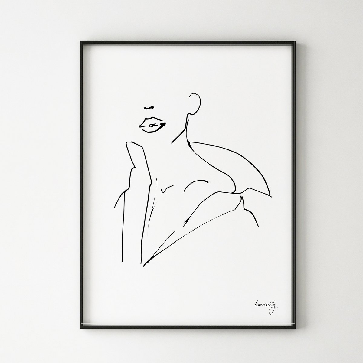 Nudity in a shirt - Woman Sculpture Line Art Print