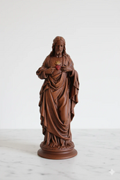 Figurine du Sacré-Cœur de Jésus – Finition Bois Peinte à la Main