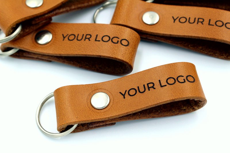 Custom leather key fobs with your logo engraved
