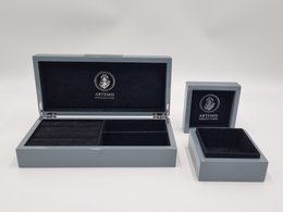 Juego de cajas para joyas / cajas de almacenamiento "gris" noble alto brillo