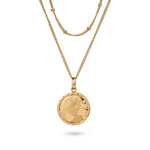 Gold World Map hanger ketting