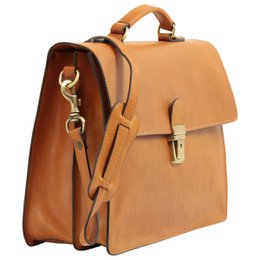 Leather Laptop Briefcase - Black