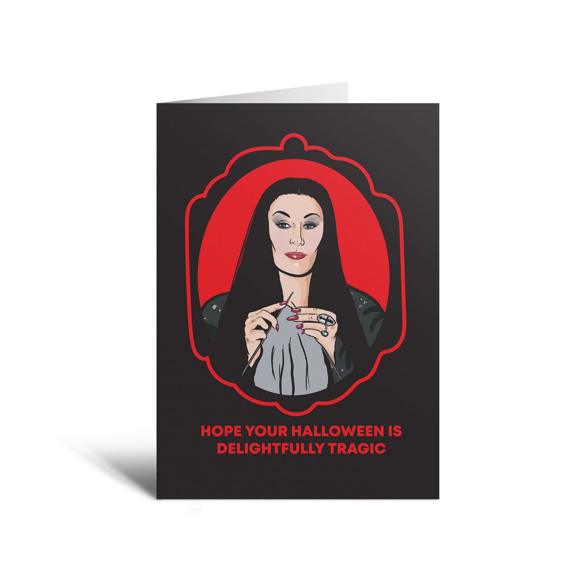 Tarjeta de Halloween deliciosamente trágica