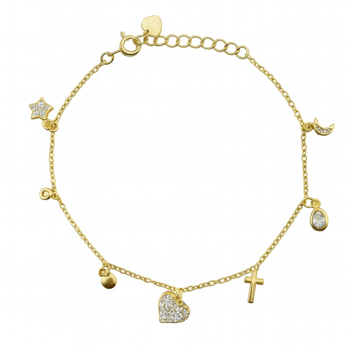 Vergoldetes Armband Rasha mit Symbolanhängern