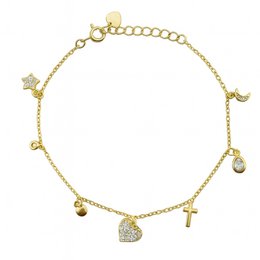 Vergulde Rasha armband met symboolhangers