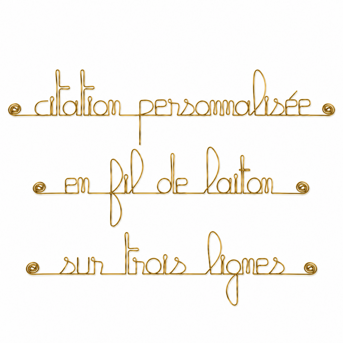 Satz „Anpassbare 3 Zeilen“ aus goldenem Messingdraht – zum Anstecken – Wandschmuck